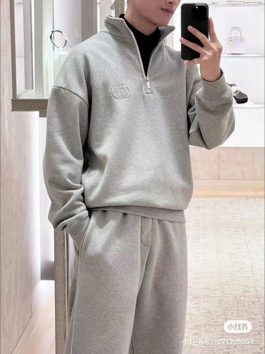 디올 CD 입체 로고 기모 반집업 맨투맨