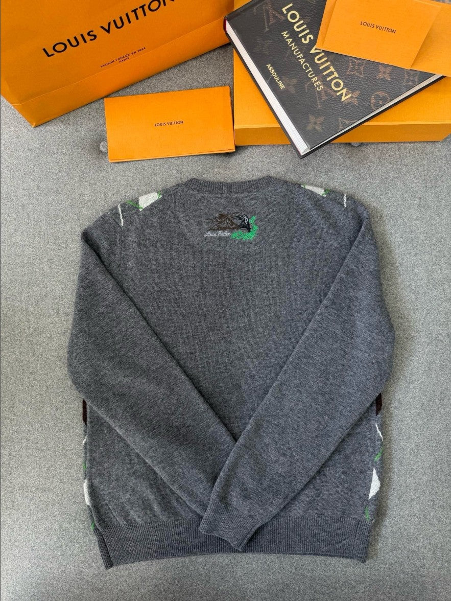 루이비통 LV 로고 아가일 크루넥 니트