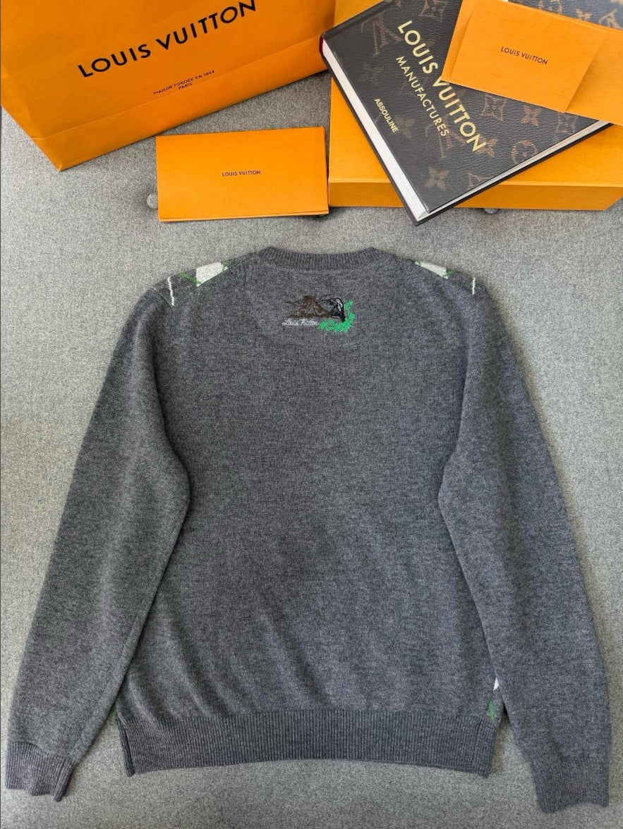 루이비통 LV 로고 아가일 크루넥 니트