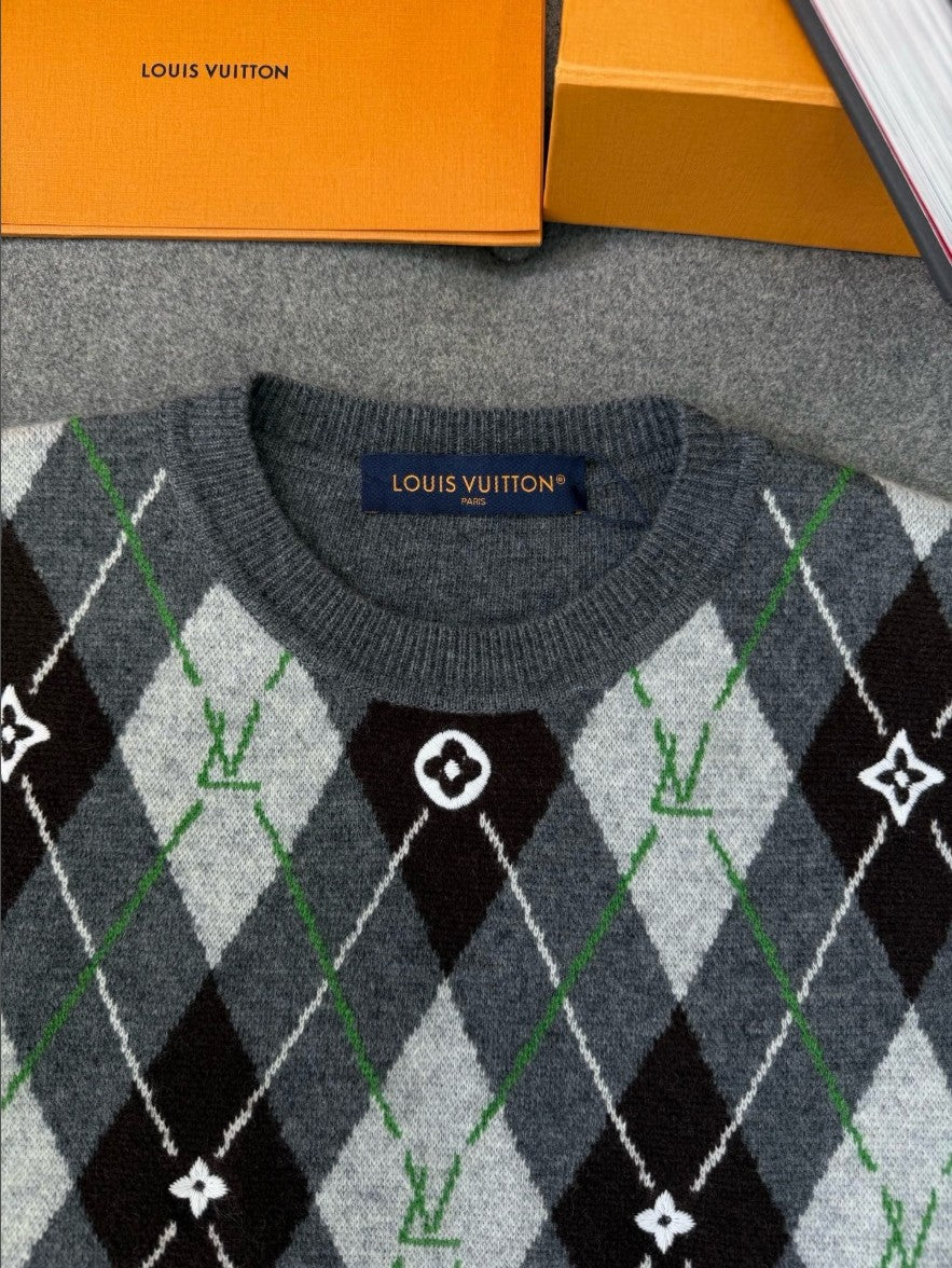 루이비통 LV 로고 아가일 크루넥 니트