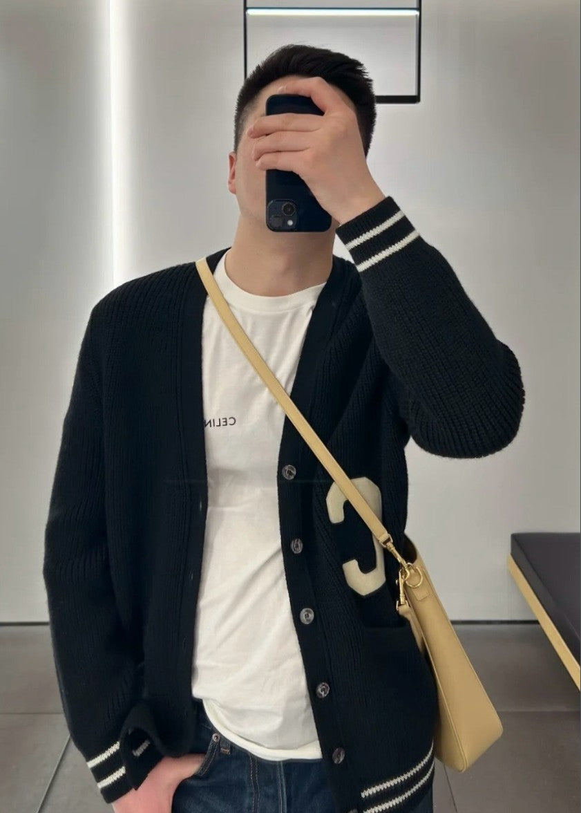 셀린느 파리스 로고 울 가디건