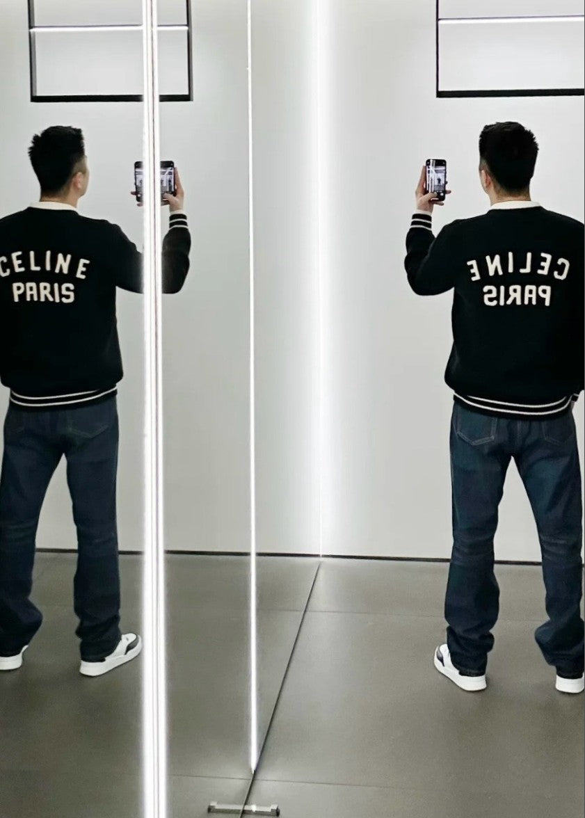 셀린느 파리스 로고 울 가디건