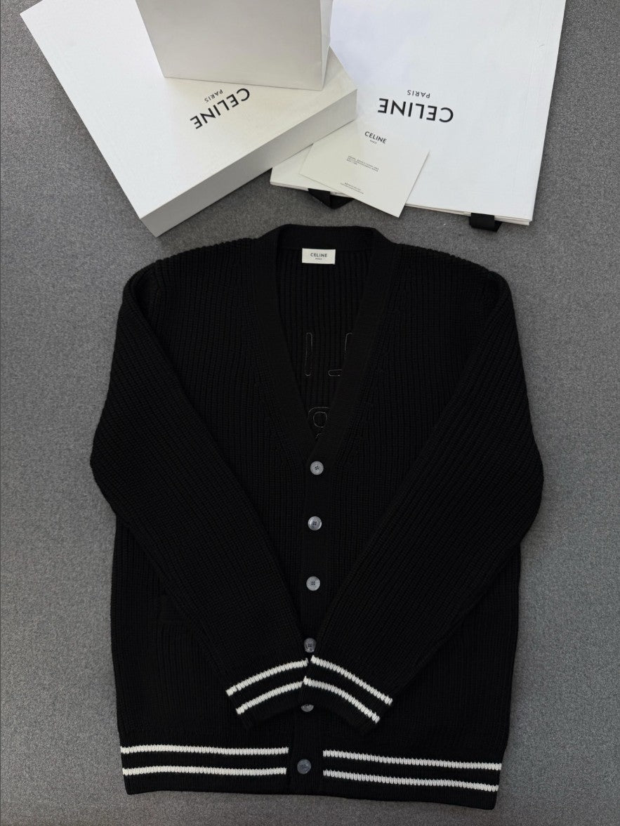 셀린느 파리스 로고 울 가디건