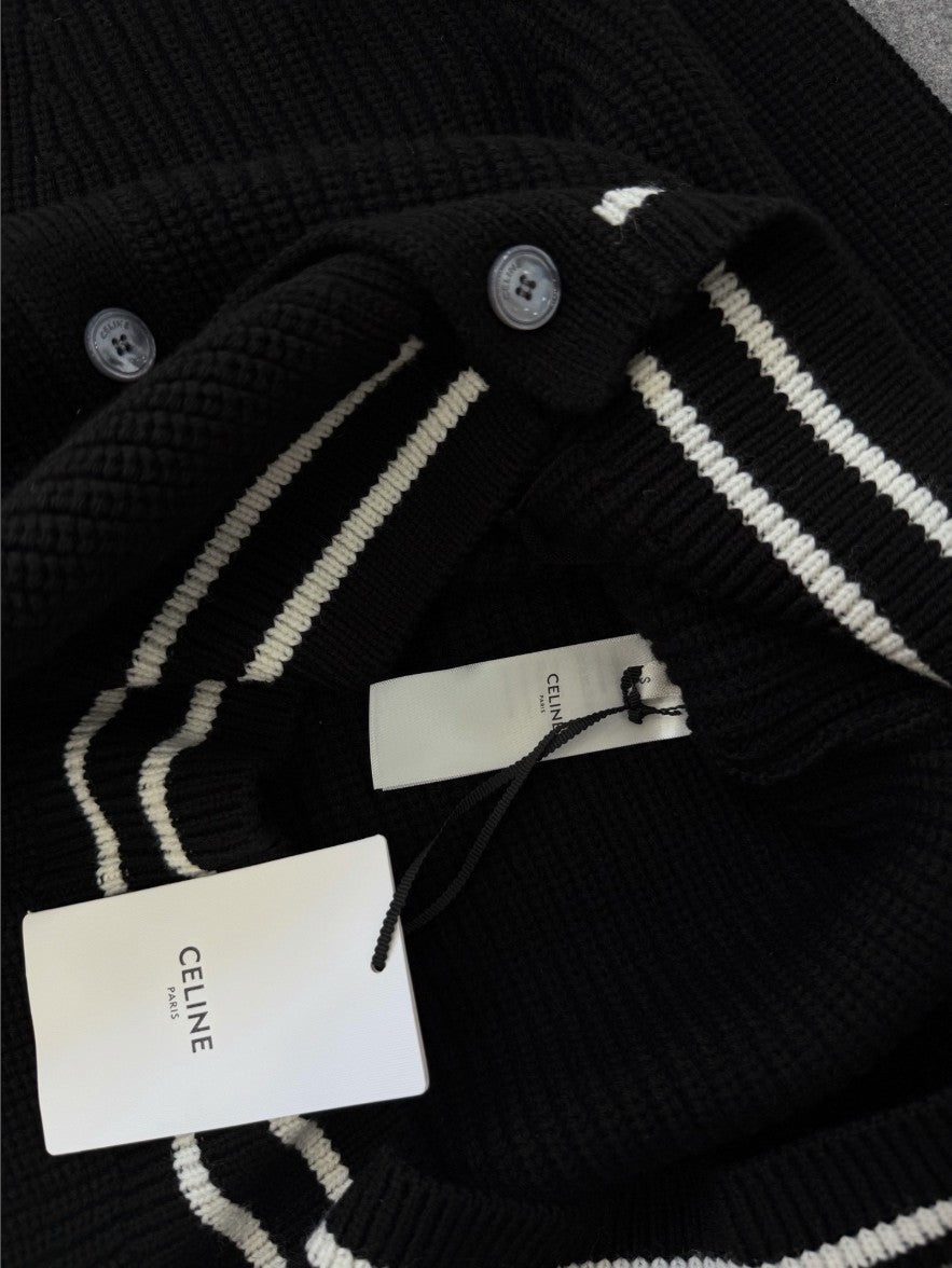 셀린느 파리스 로고 울 가디건