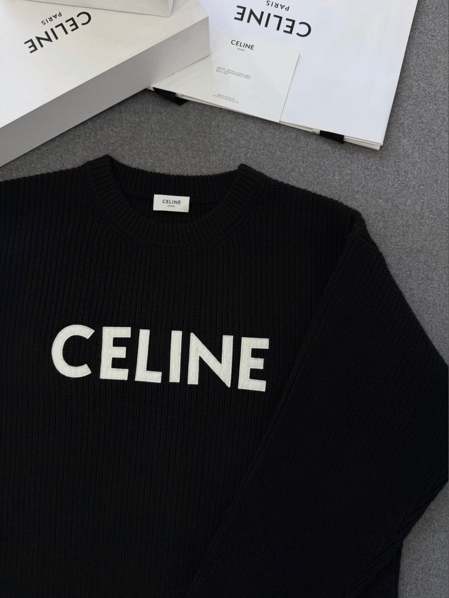 셀린느 레터링 로고 오버핏 풀오버 니트