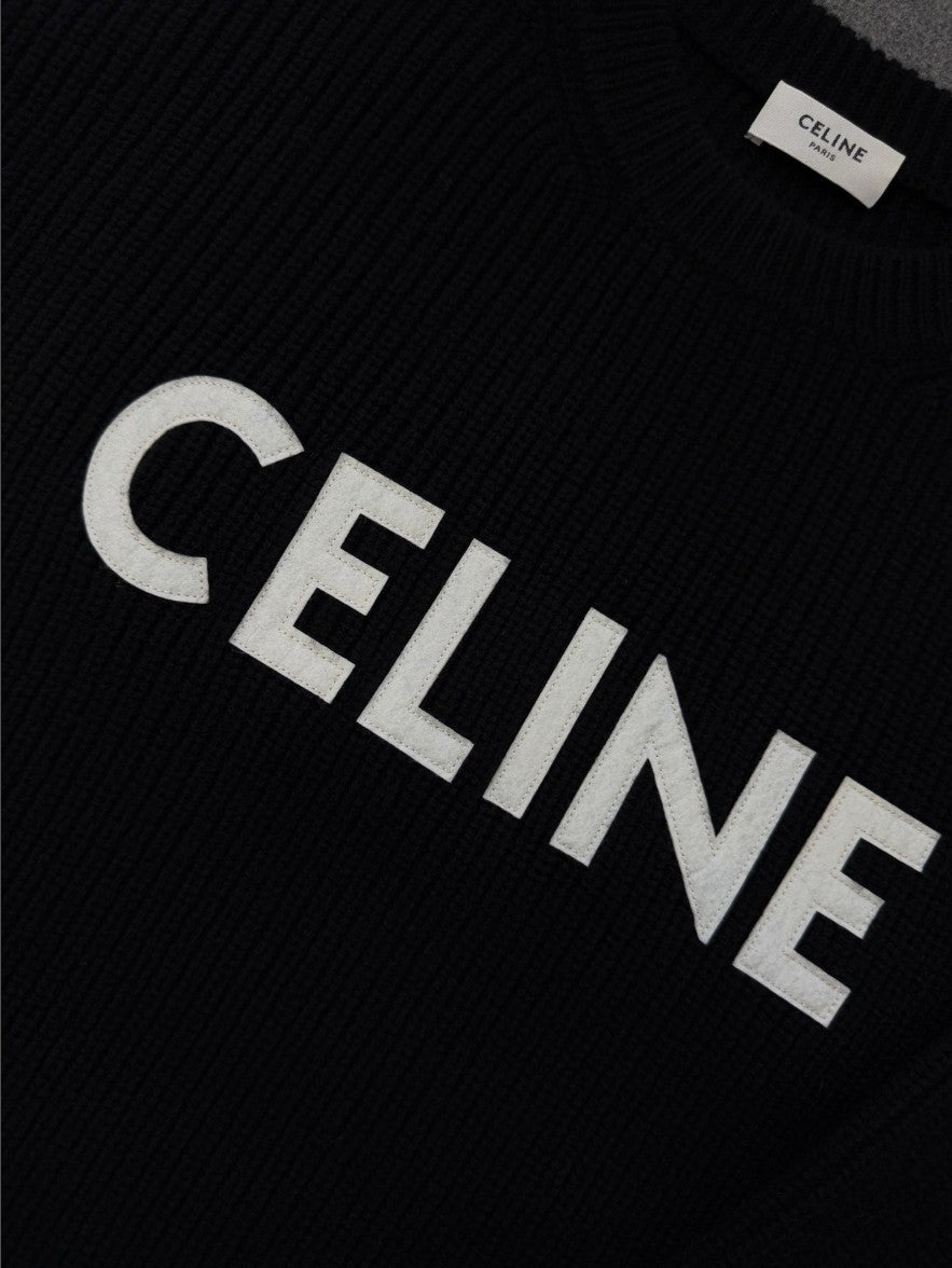 셀린느 레터링 로고 오버핏 풀오버 니트