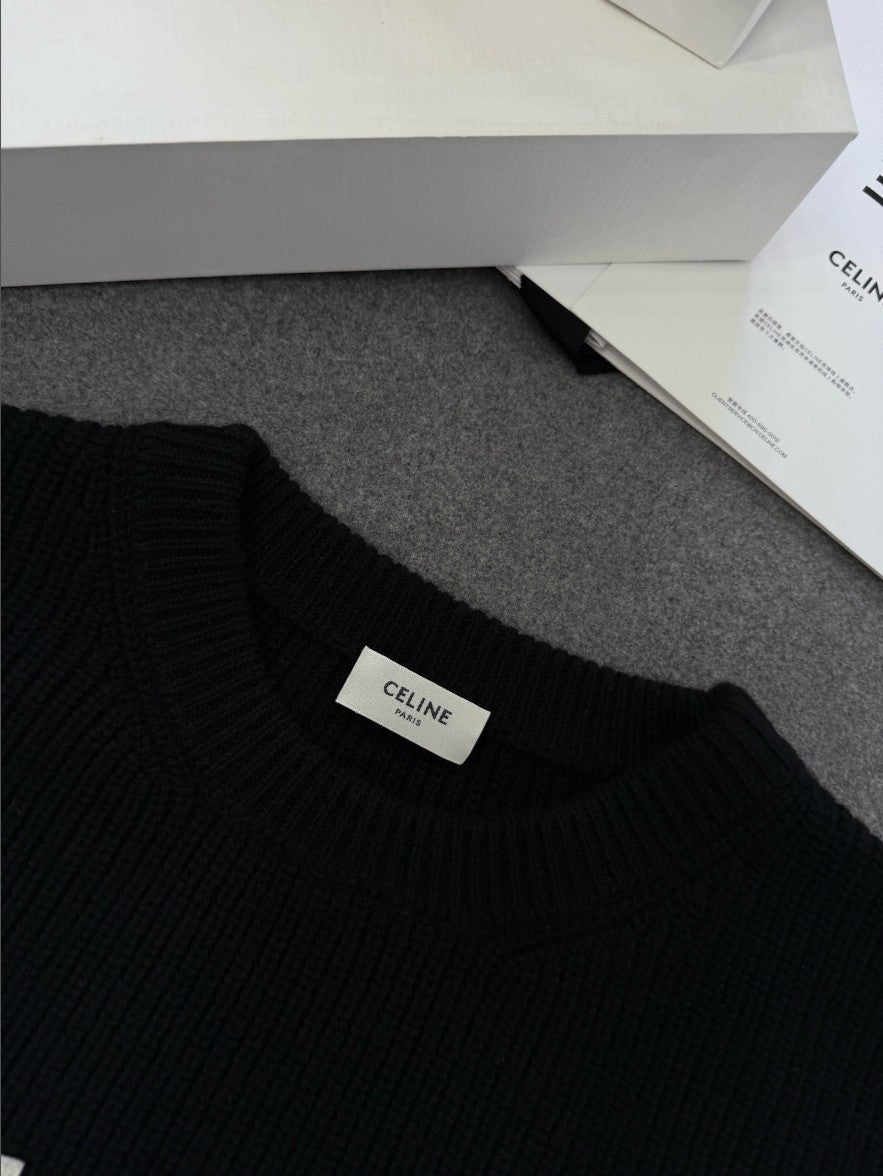 셀린느 레터링 로고 오버핏 풀오버 니트