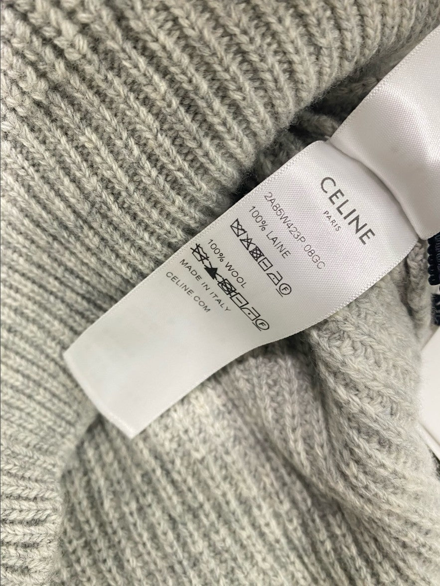 셀린느 레터링 로고 오버핏 울 후드 니트