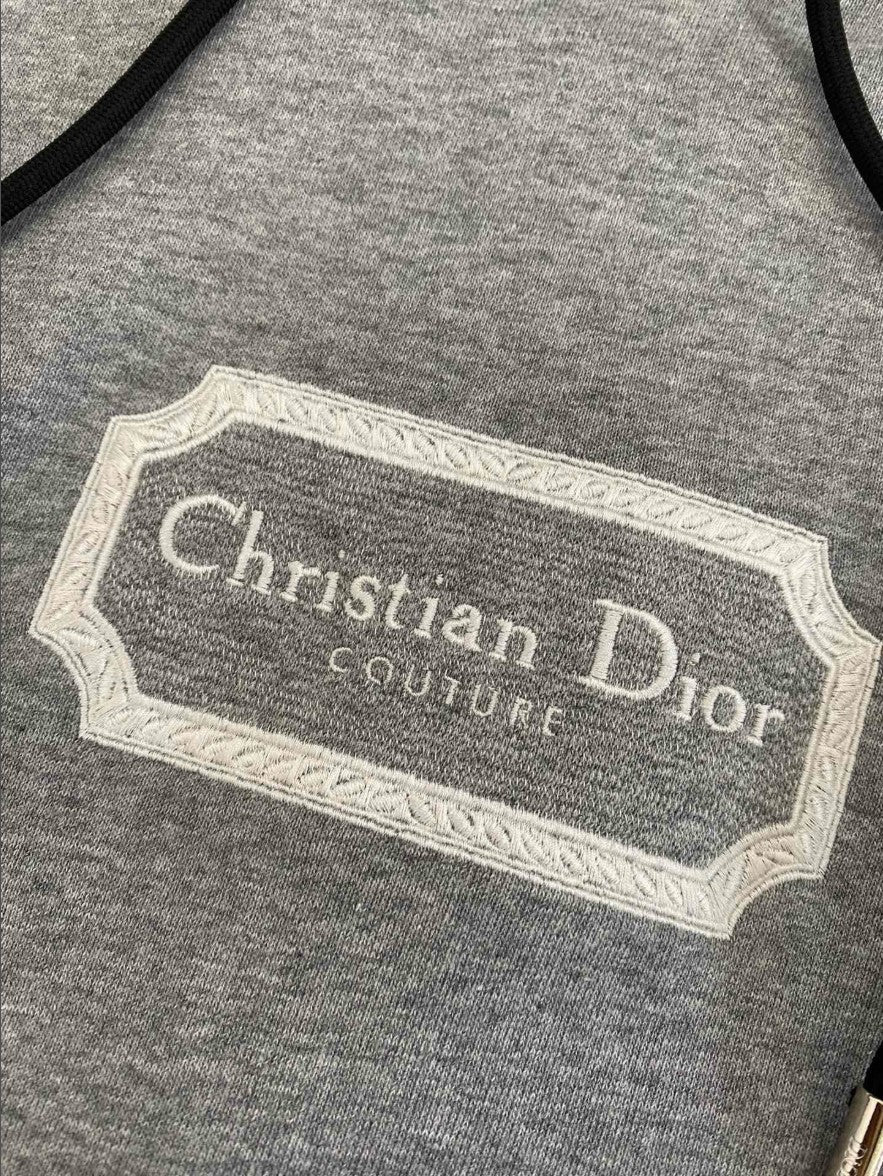 디올 자수 로고 기모 후드티