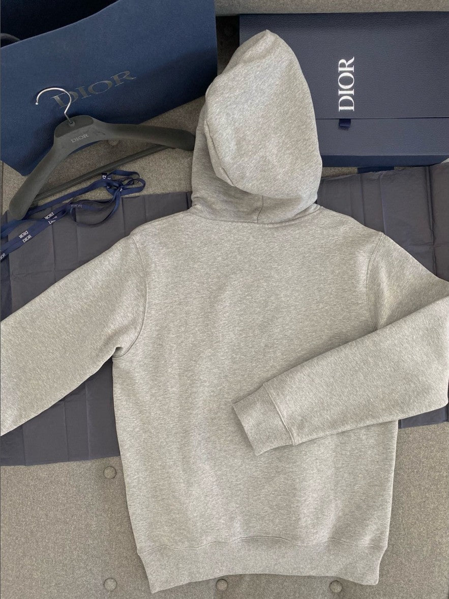 디올 자수 로고 기모 후드티