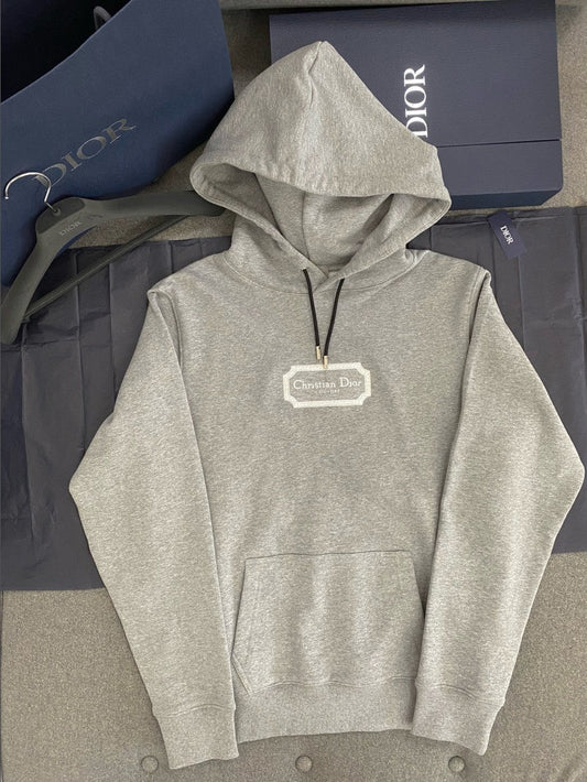 디올 자수 로고 기모 후드티