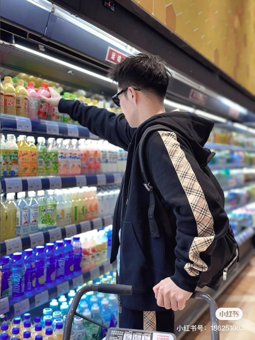 버버리 사이드 스몰 체크 후드 집업