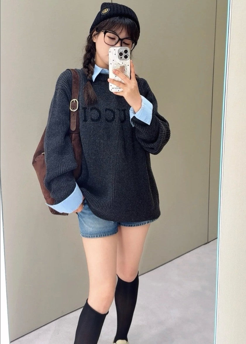 구찌 레터링 로고 울 캐시미어 니트