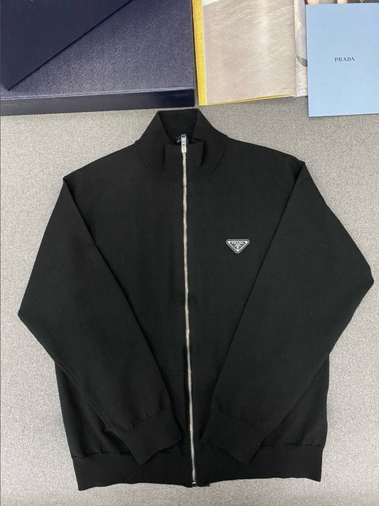 프라다 삼각 로고 울 집업 자켓