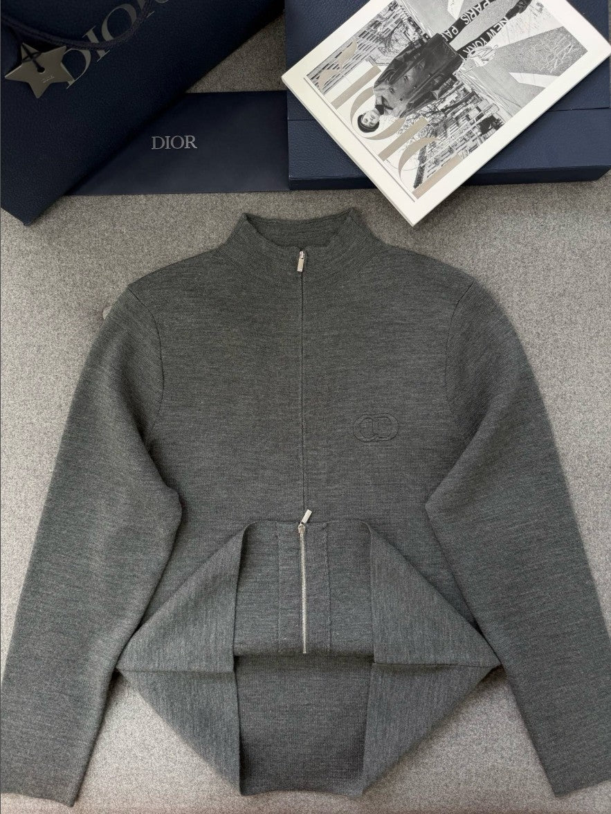 디올 입체 로고 투웨이 니트 집업