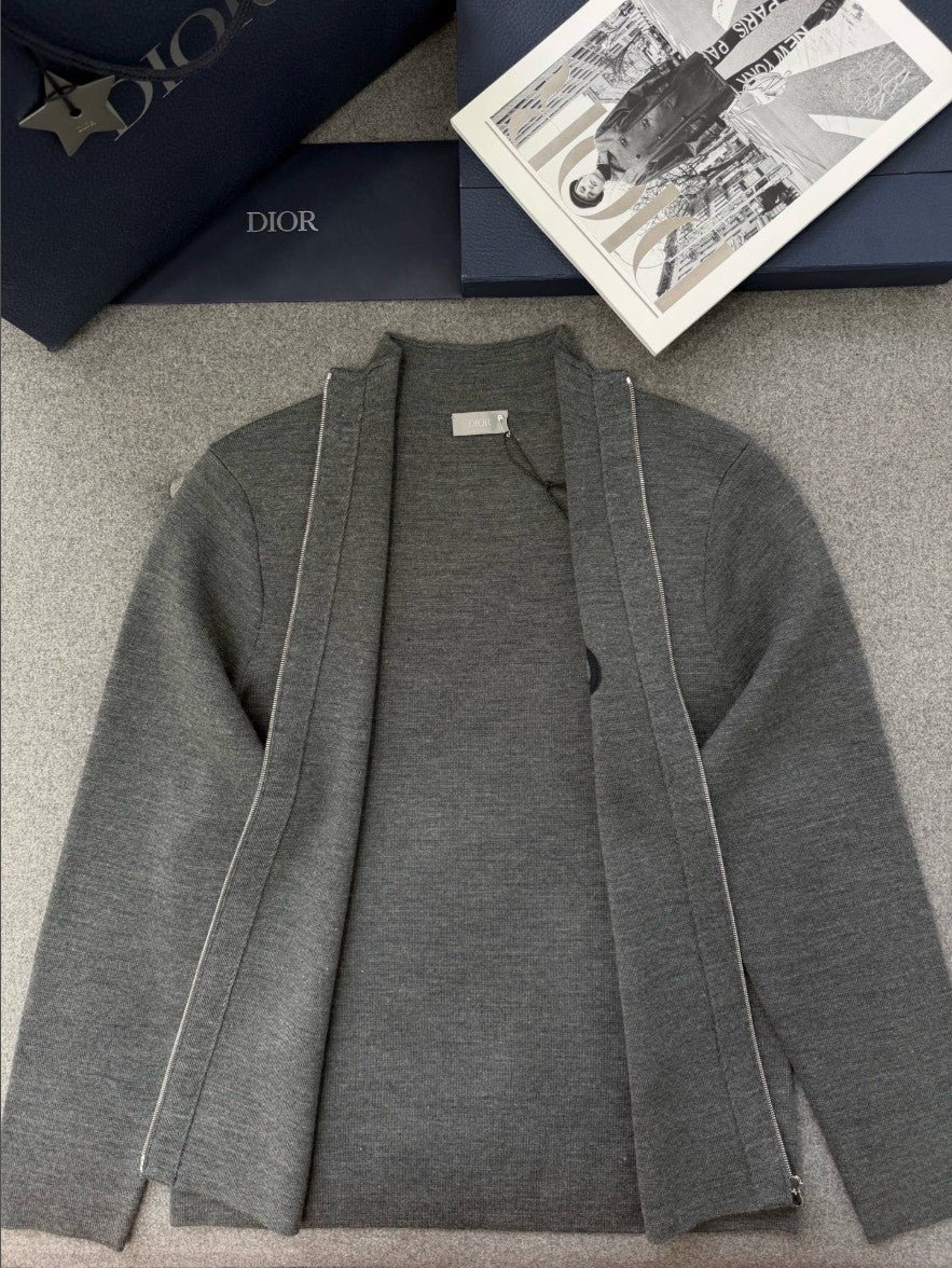 디올 입체 로고 투웨이 니트 집업