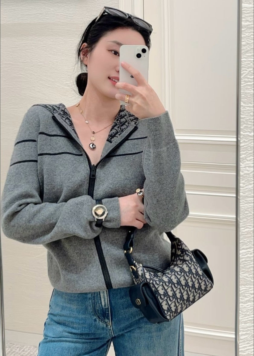 디올 여성 오블리크 리버시블 후드 집업