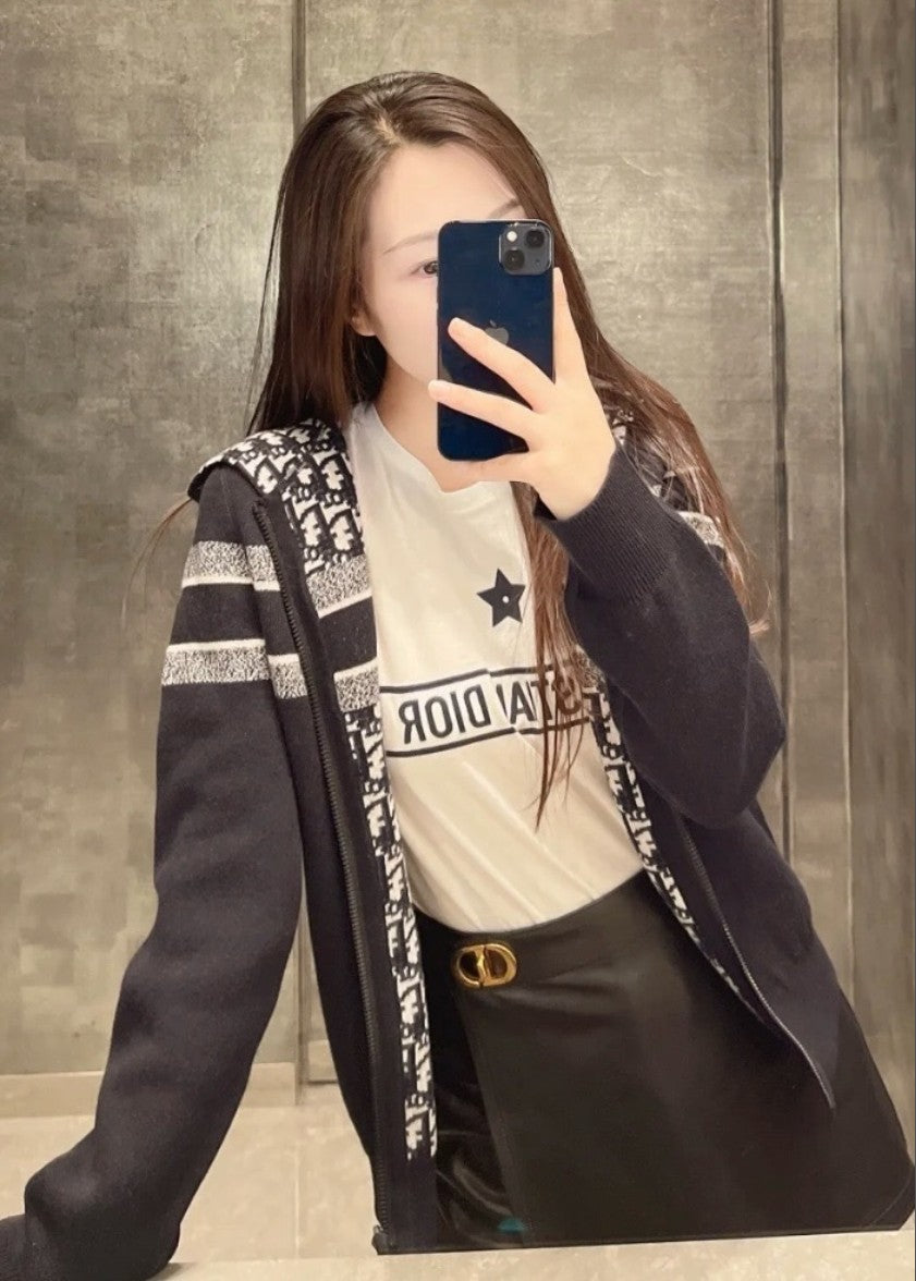 디올 여성 오블리크 리버시블 후드 집업