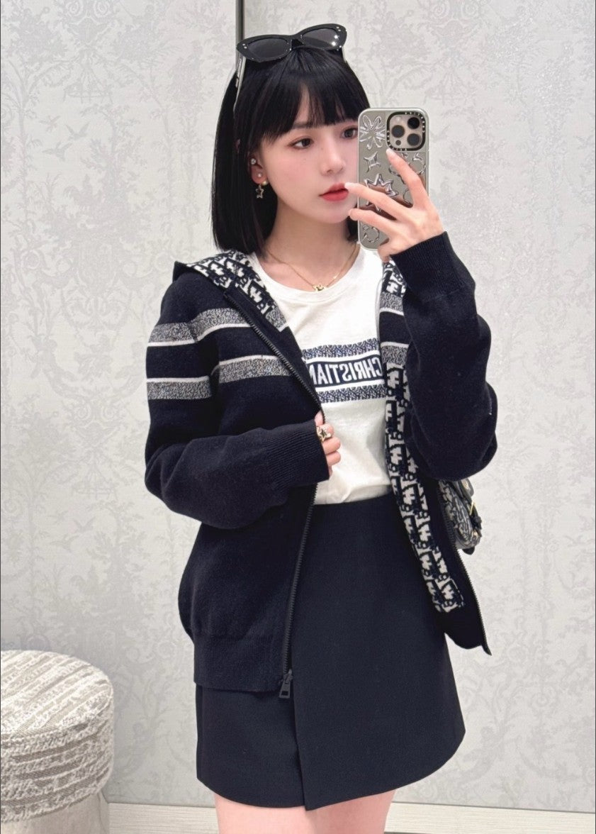 디올 여성 오블리크 리버시블 후드 집업