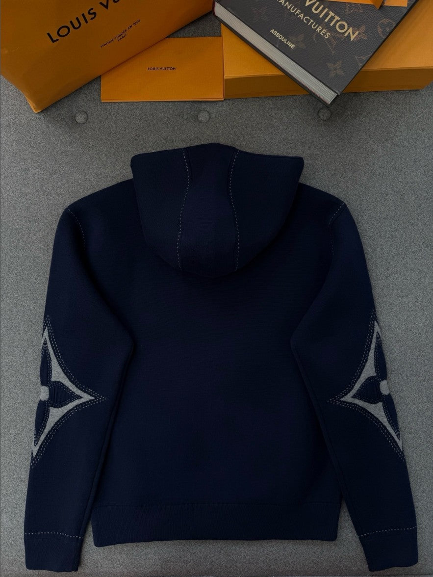루이비통 LV 로고 아플리케 니트 후드 집업