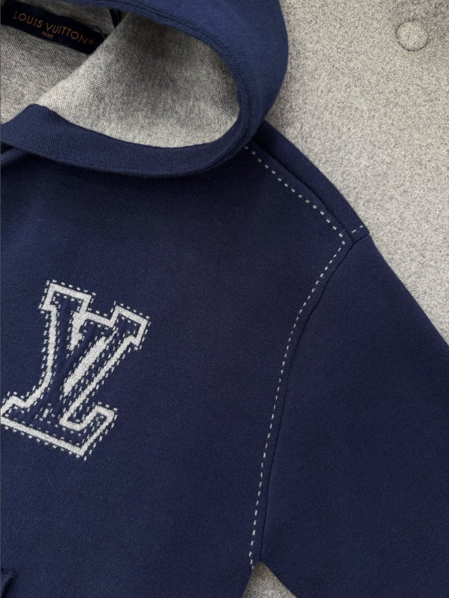 루이비통 LV 로고 아플리케 니트 후드 집업