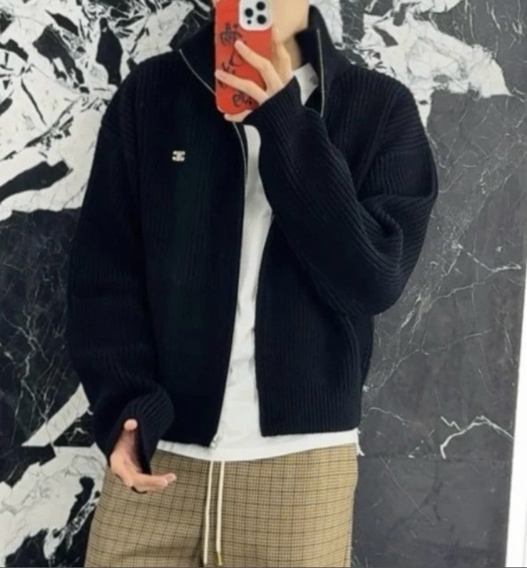 셀린느 하이넥 울 니트 집업