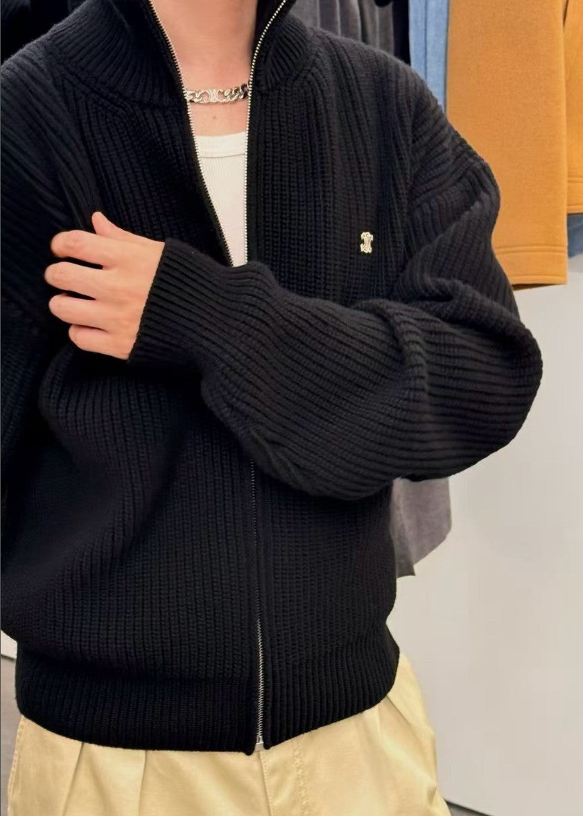 셀린느 하이넥 울 니트 집업