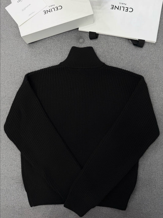 셀린느 하이넥 울 니트 집업