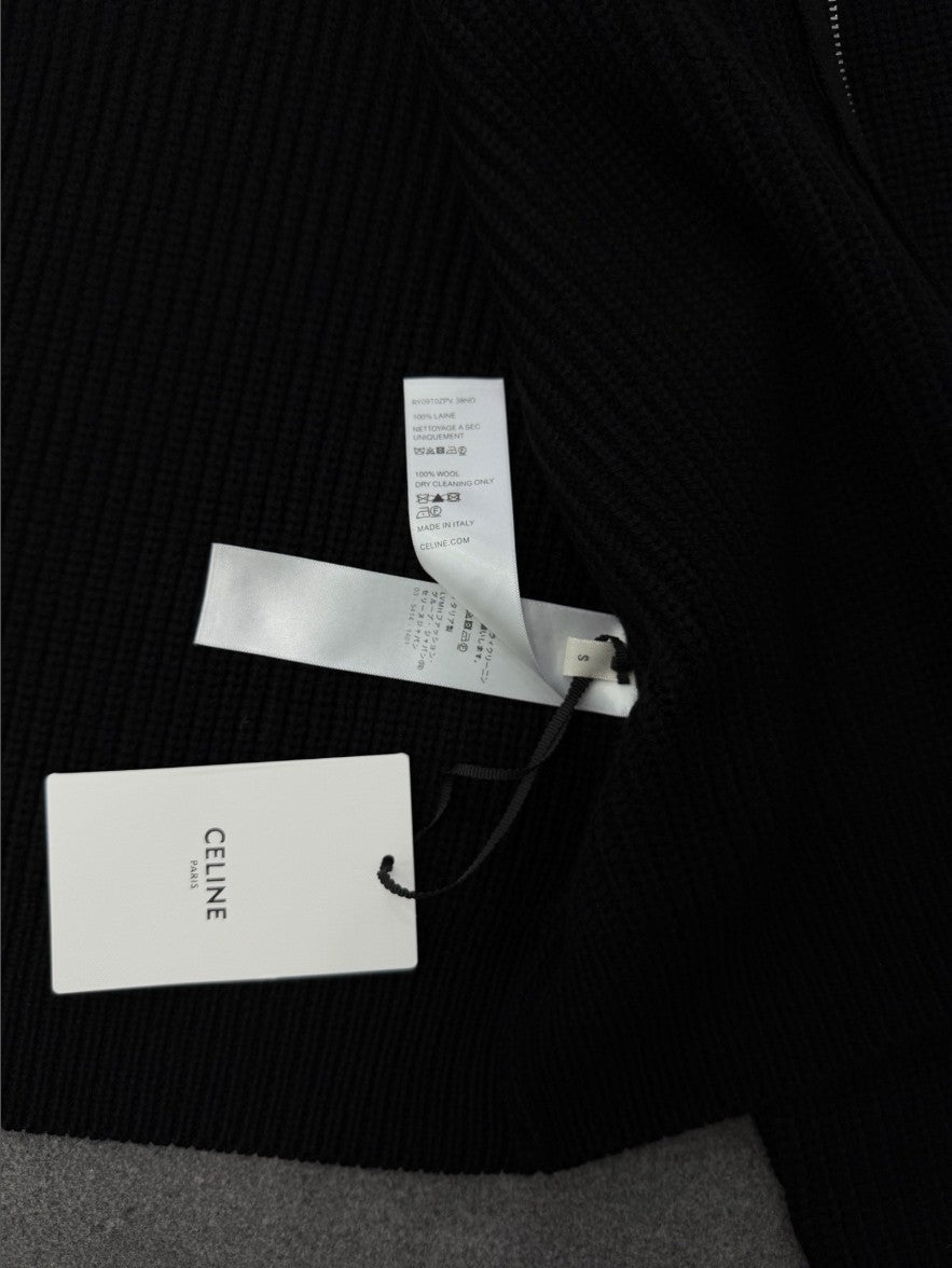 셀린느 하이넥 울 니트 집업
