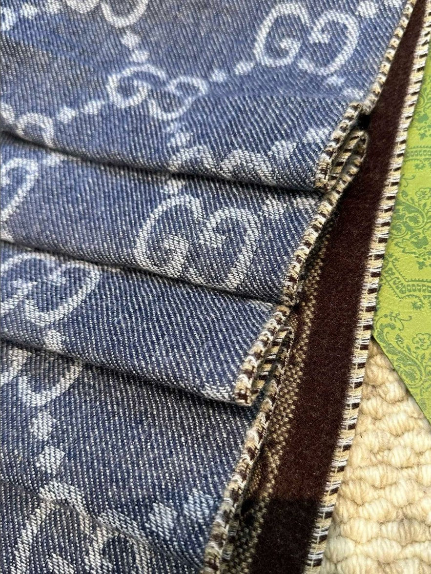 구찌 GG 로고 실크 울 머플러