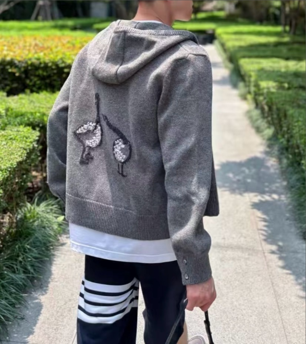 톰브라운 버진 울 니트 후드 집업