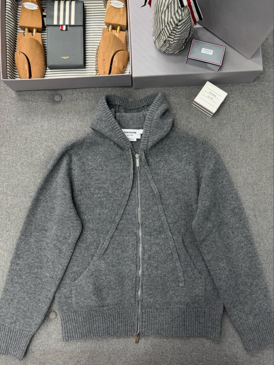 톰브라운 버진 울 니트 후드 집업