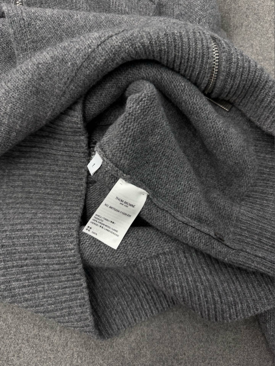 톰브라운 버진 울 니트 후드 집업