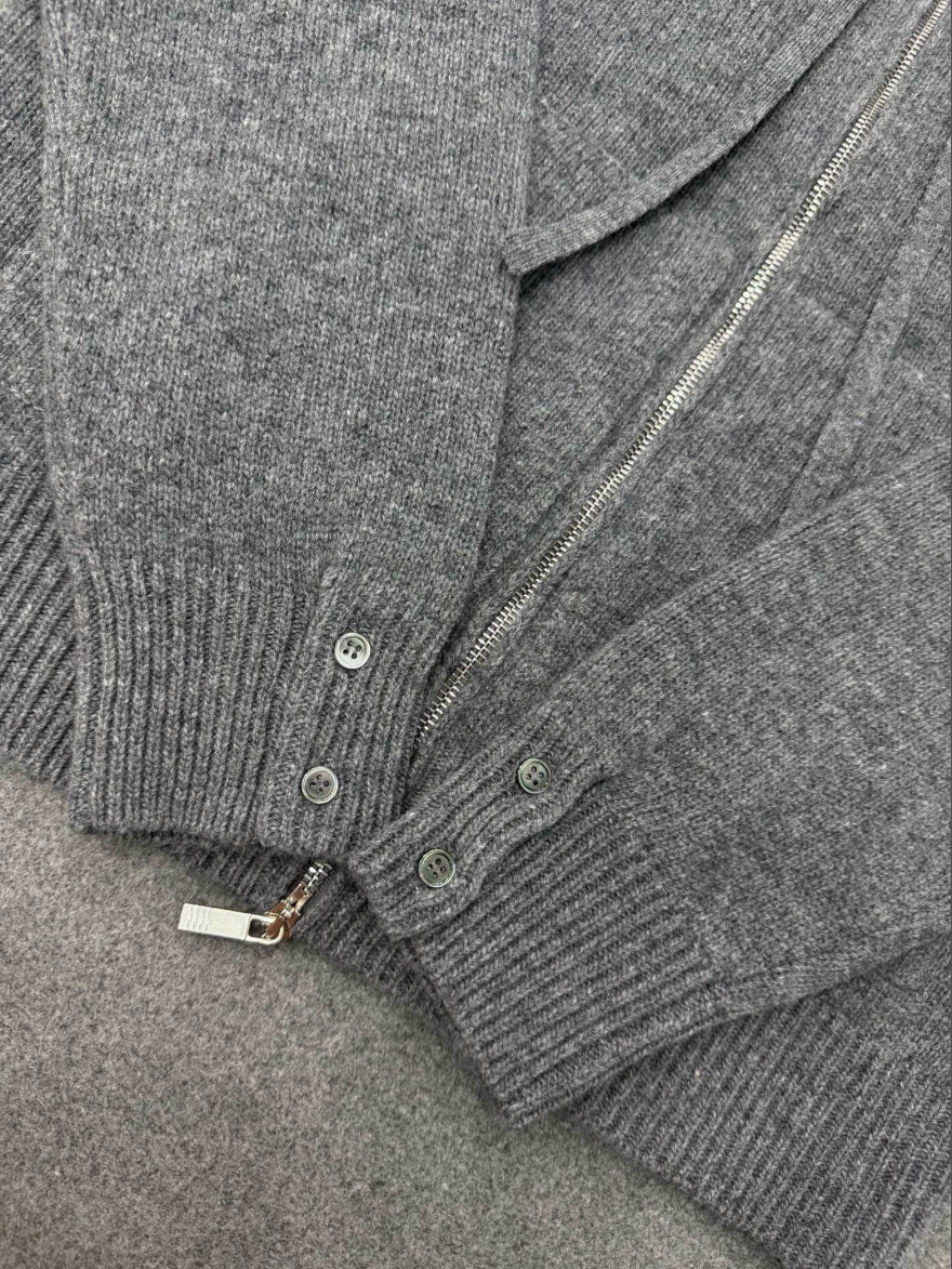 톰브라운 버진 울 니트 후드 집업