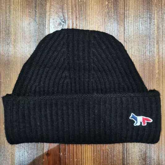 메종키츠네 삼색 폭스 로고 비니 모자