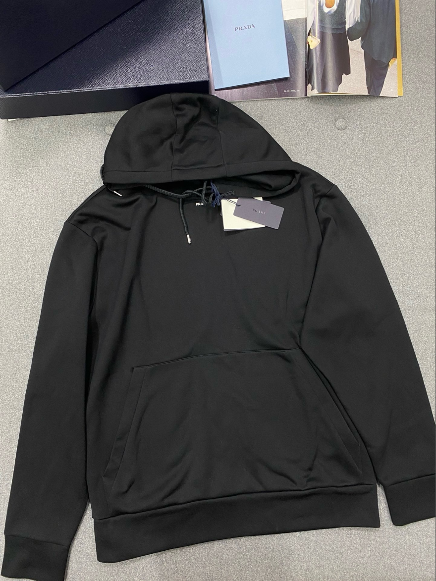 프라다 스몰 로고 오버핏 후드티