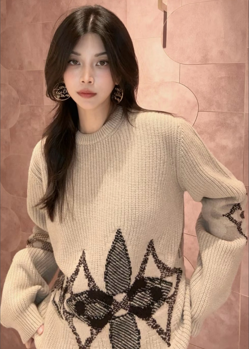 루이비통 LV 로고 짜임 풀오버 니트