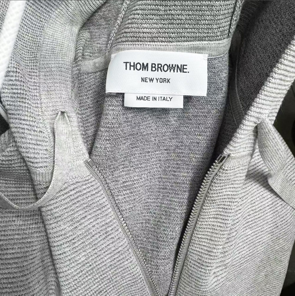 톰브라운 사선 완장 릴렉스드 후드 집업