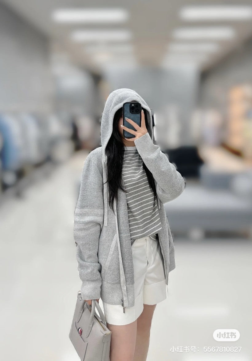 톰브라운 사선 완장 릴렉스드 후드 집업