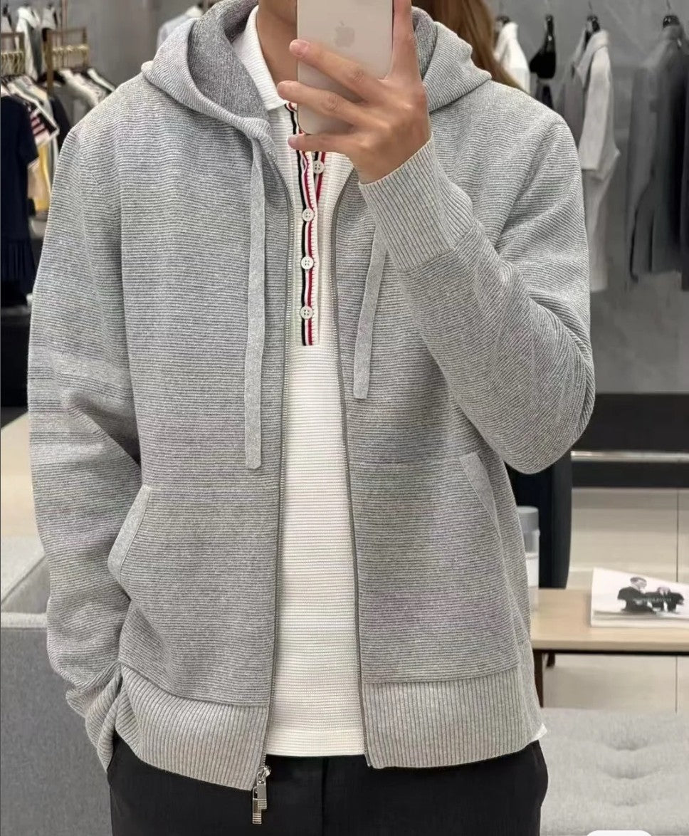 톰브라운 사선 완장 릴렉스드 후드 집업