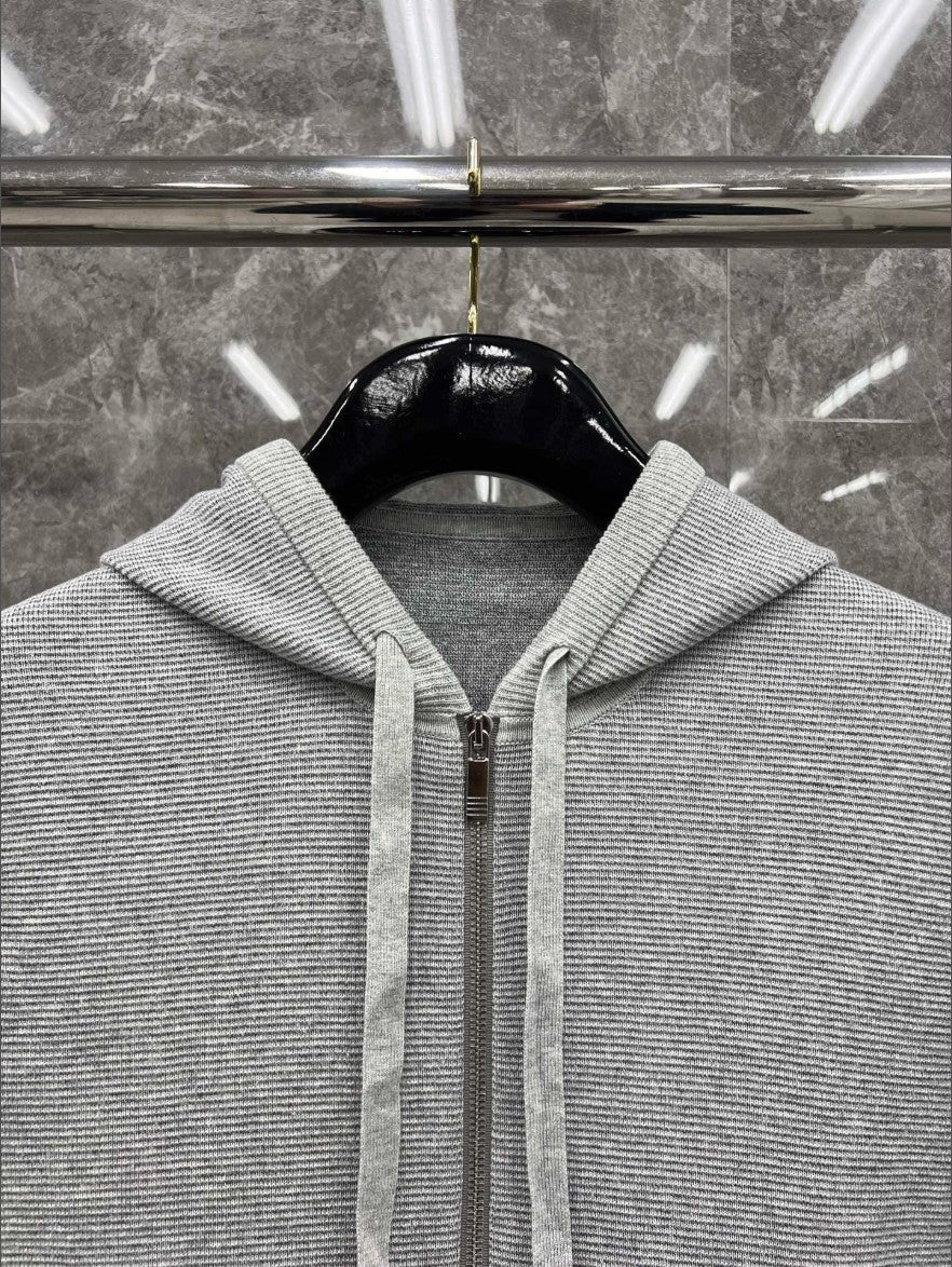 톰브라운 사선 완장 릴렉스드 후드 집업