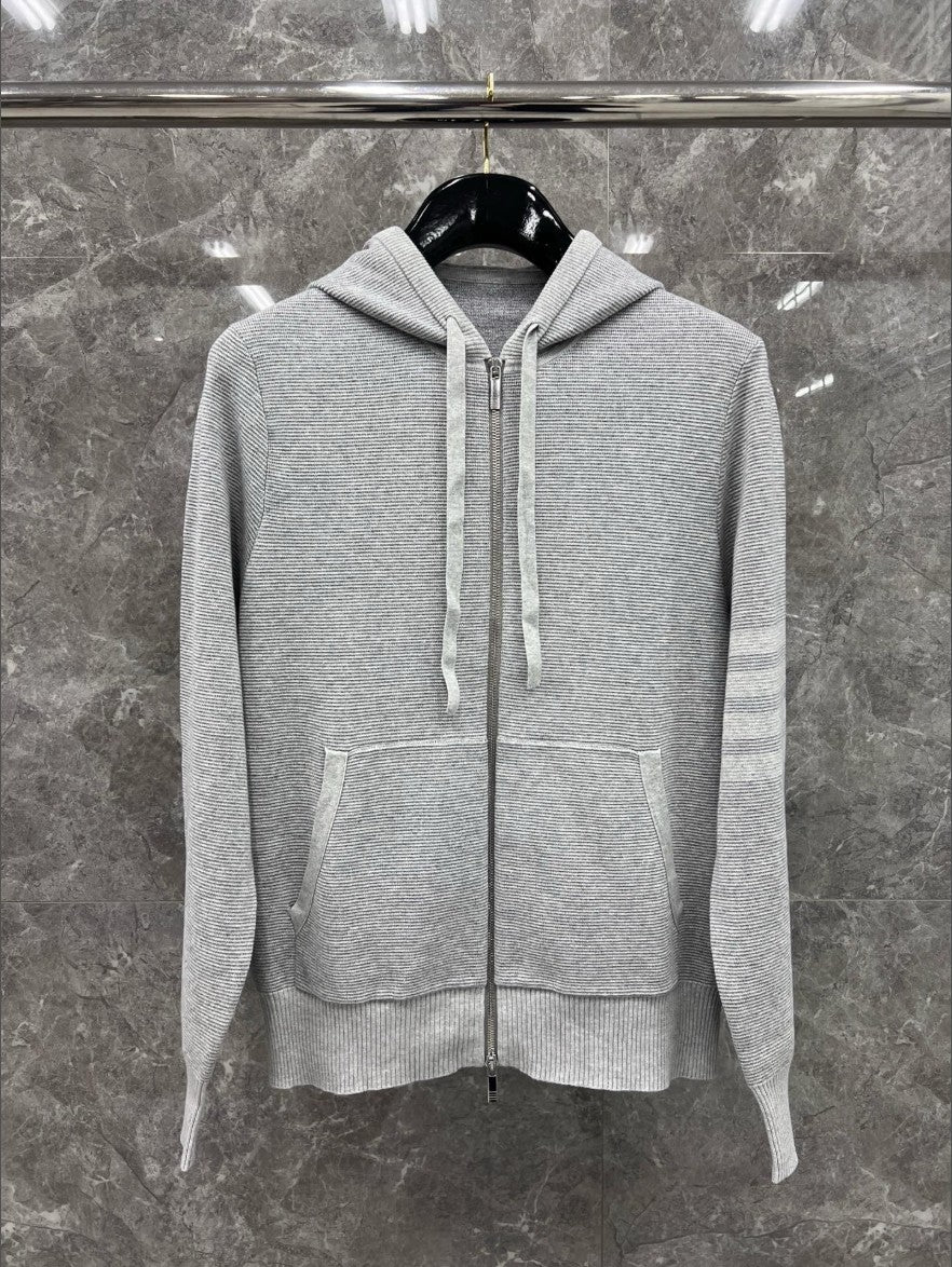 톰브라운 사선 완장 릴렉스드 후드 집업