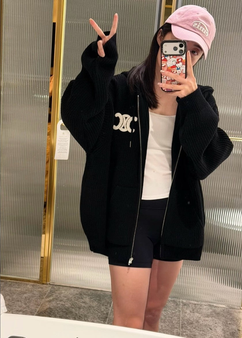 셀린느 골지 울 후드 집업