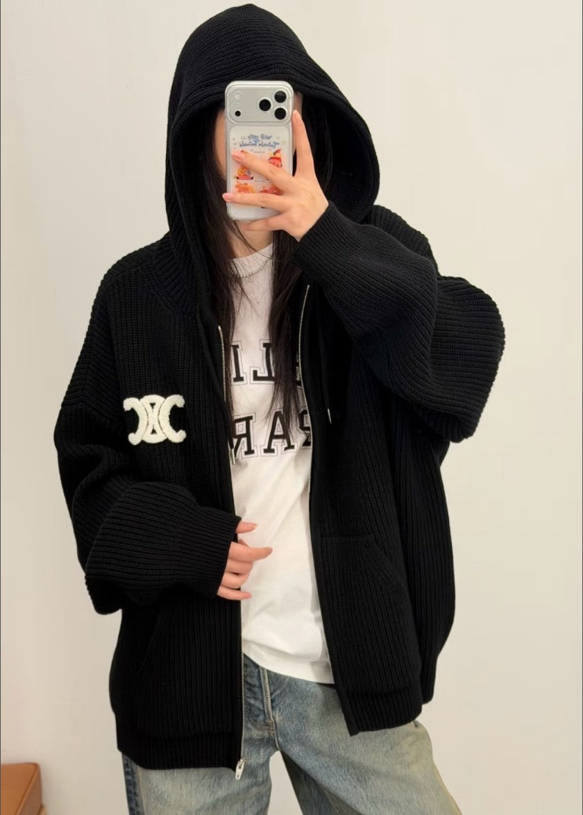 셀린느 골지 울 후드 집업