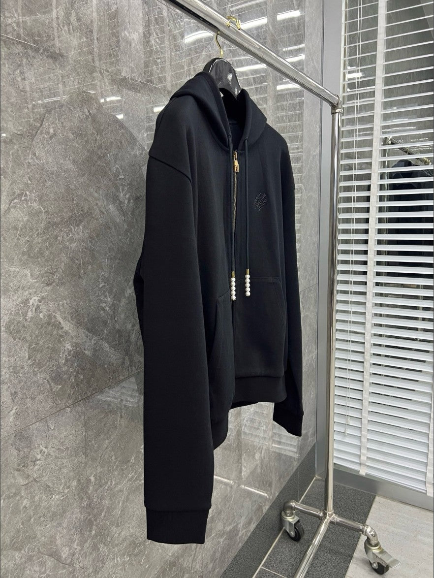 루이비통 자수 로고 진주 팬던트 후드 집업