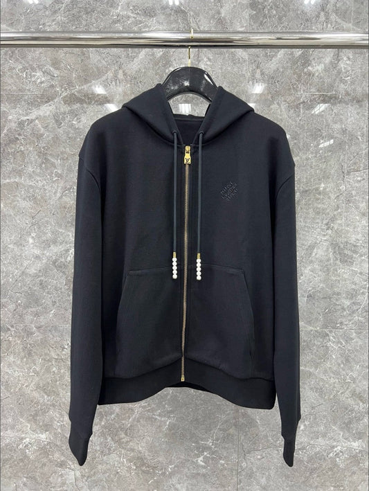 루이비통 자수 로고 진주 팬던트 후드 집업