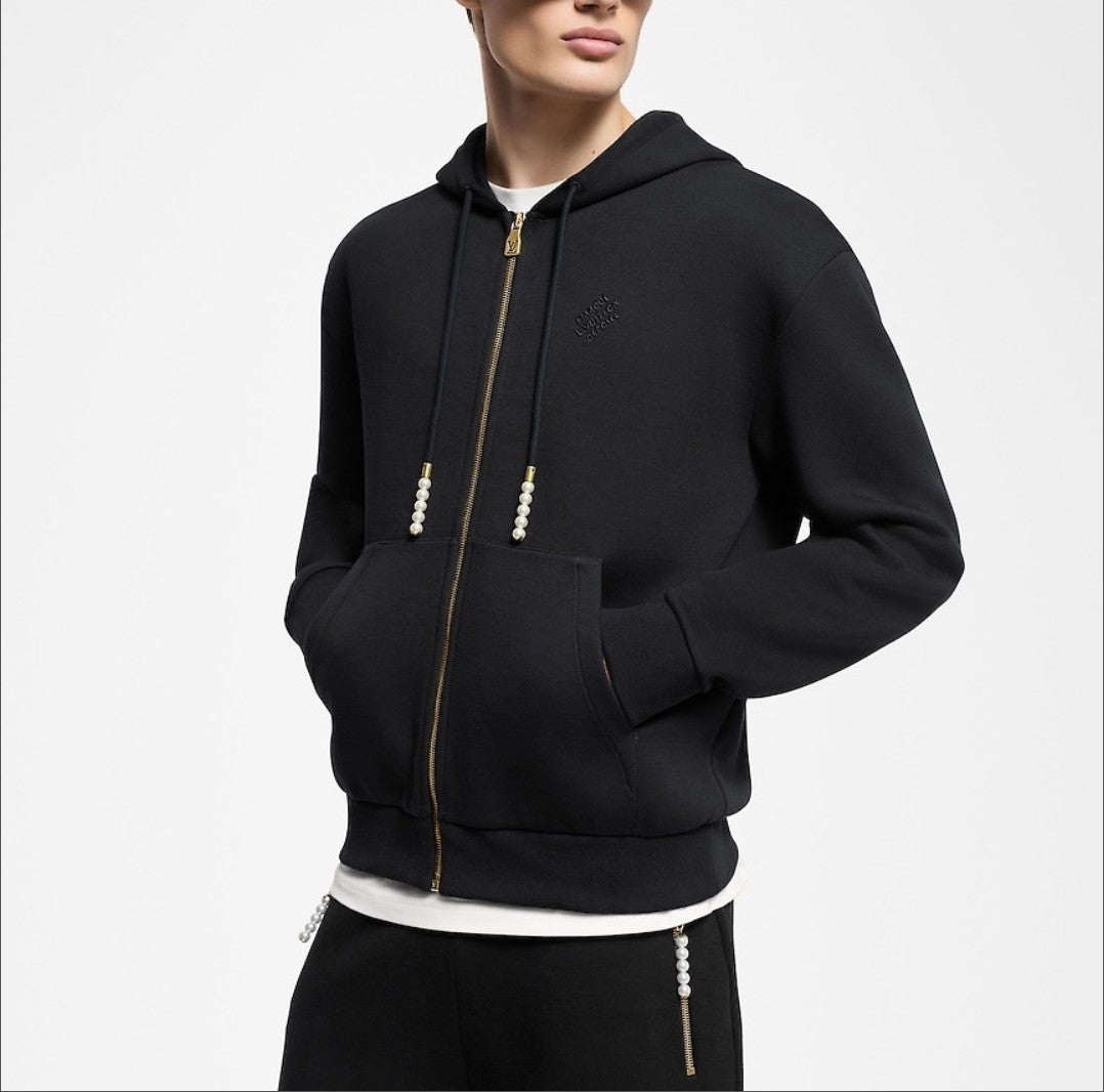 루이비통 자수 로고 진주 팬던트 후드 집업