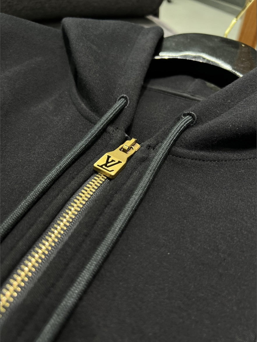 루이비통 자수 로고 진주 팬던트 후드 집업