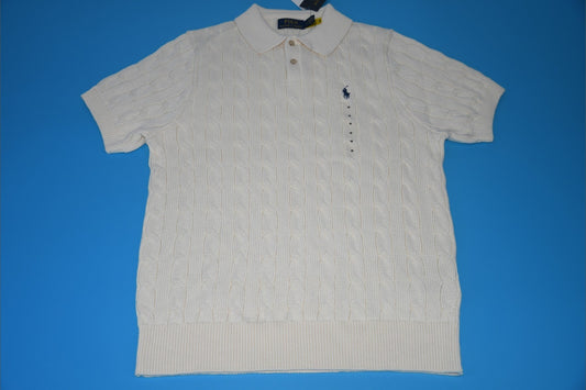 폴로 랄프로렌 클래식 케이블 니트 카라 반팔티