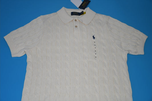 폴로 랄프로렌 클래식 케이블 니트 카라 반팔티